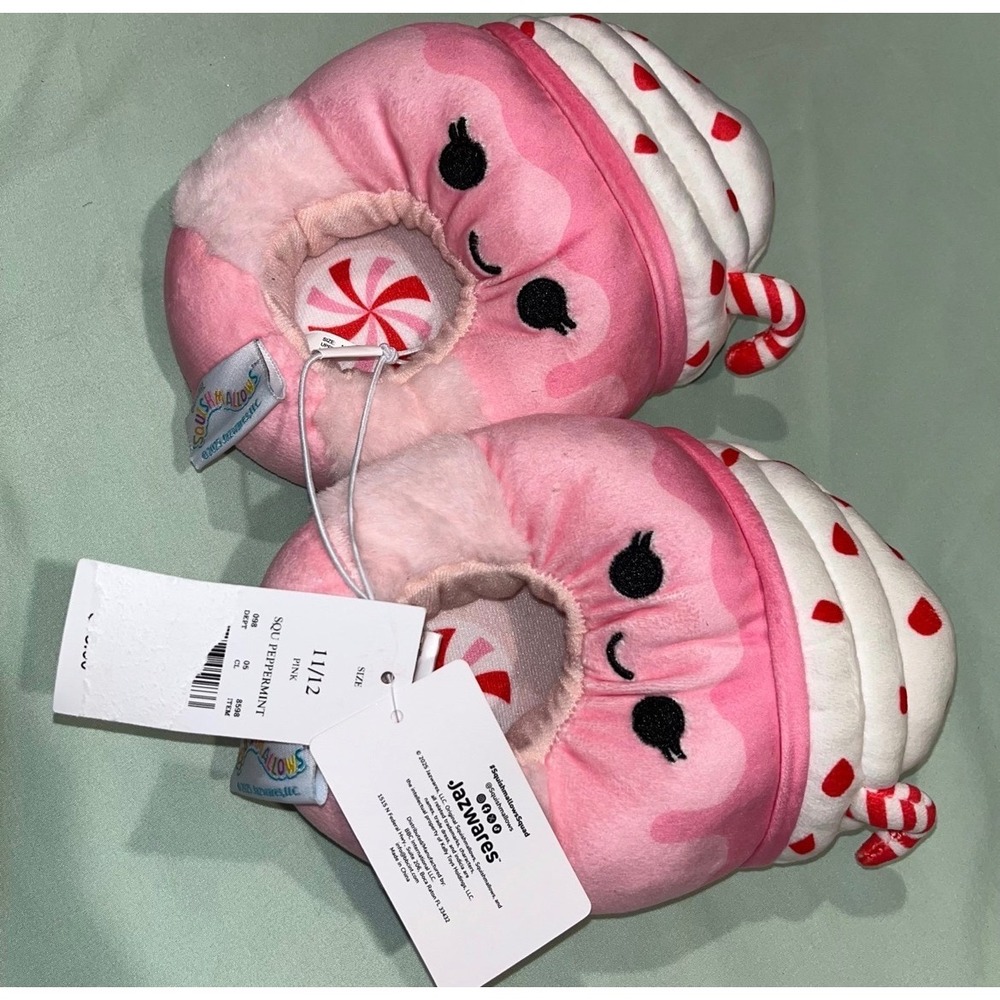 Squishmallows Peppermint Hot Cocoa plush slippers 11T-12T